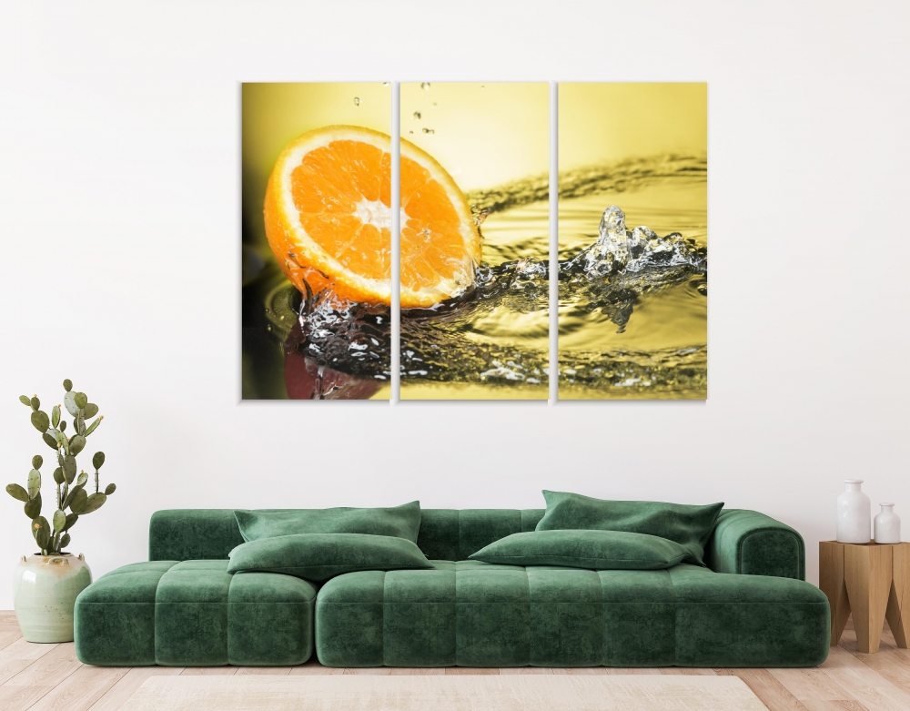 

Картина на холсте Модульные Модульная картина Citrus In Water 3 картины 25х50 см.