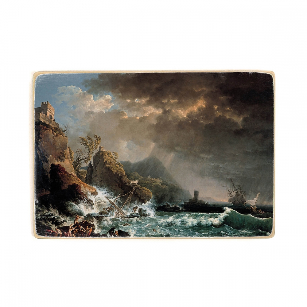 

Деревянный постер Искусство Carlo Bonavia - Shipwreck in a Rocky Inlet А1