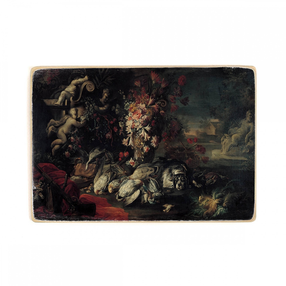 

Деревянный постер Искусство Jean Baptiste Oudry - Death nature with shooting gear and flowers II А1