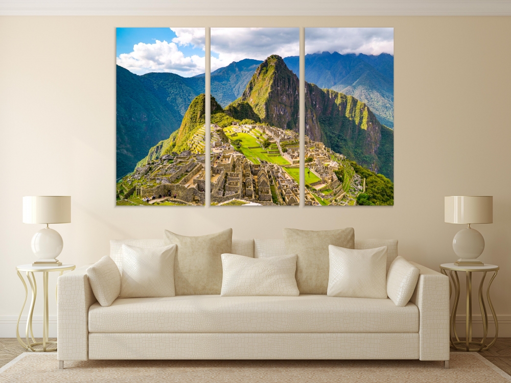 

Картина на холсте Модульные Модульная картина Famous Machu Picchu 3 картины 45х90 см.