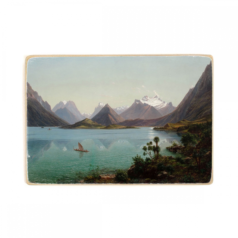

Деревянный постер Искусство Eugène von Guérard - Lake Wakatipu with Mount Earnslaw, Middle Island, New Zealand А1