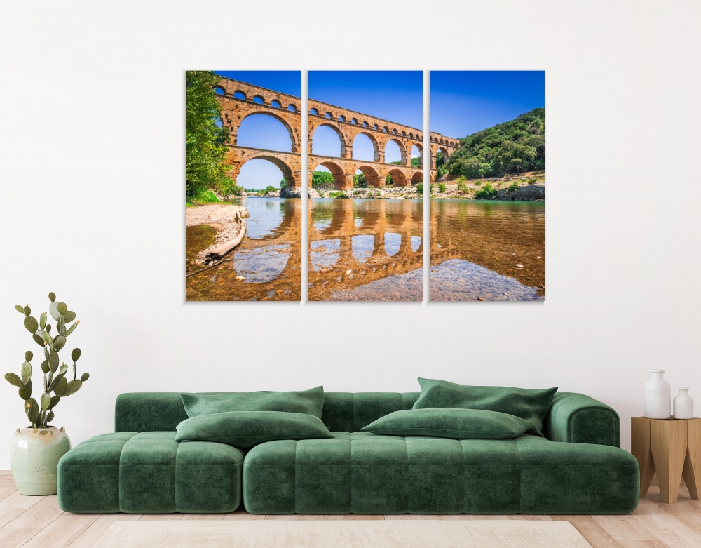 

Картина на холсте Модульные Модульная картина Pont Du Gard Threetiered 3 картины 40х80 см.