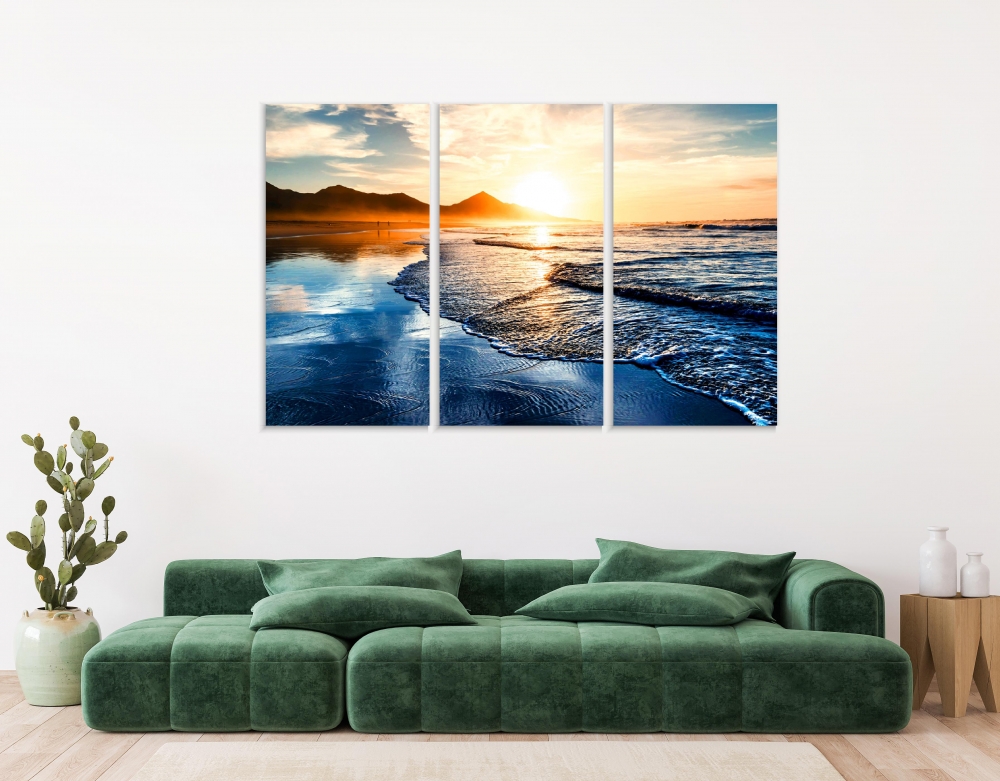 

Картина на холсте Модульные Модульная картина Amazing Beach Sunset 3 картины 40х80 см.