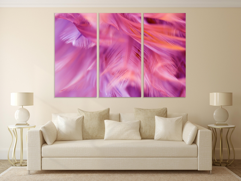 

Картина на холсте Модульные Модульная картина Soft Bird Feathers 3 картины 45х90 см.