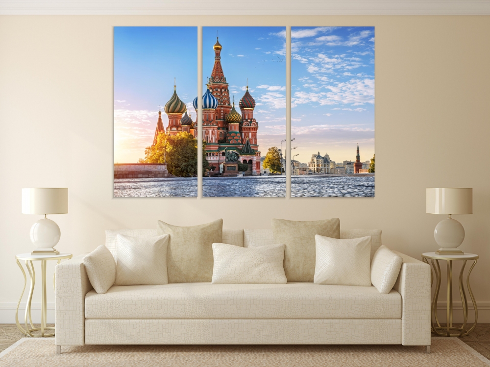 

Картина на холсте Модульные Модульная картина St. Basil's Cathedral 3 картины 25х50 см.