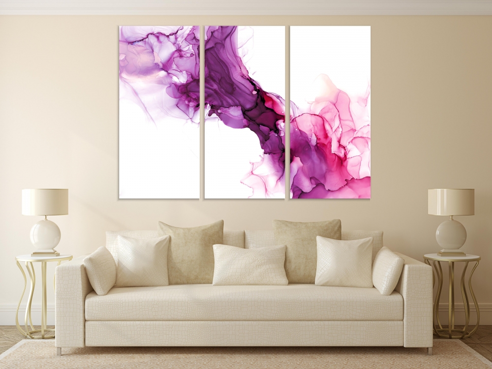 

Картина на холсте Модульные Модульная картина Purple And Pink Swirls 3 картины 30х60 см.