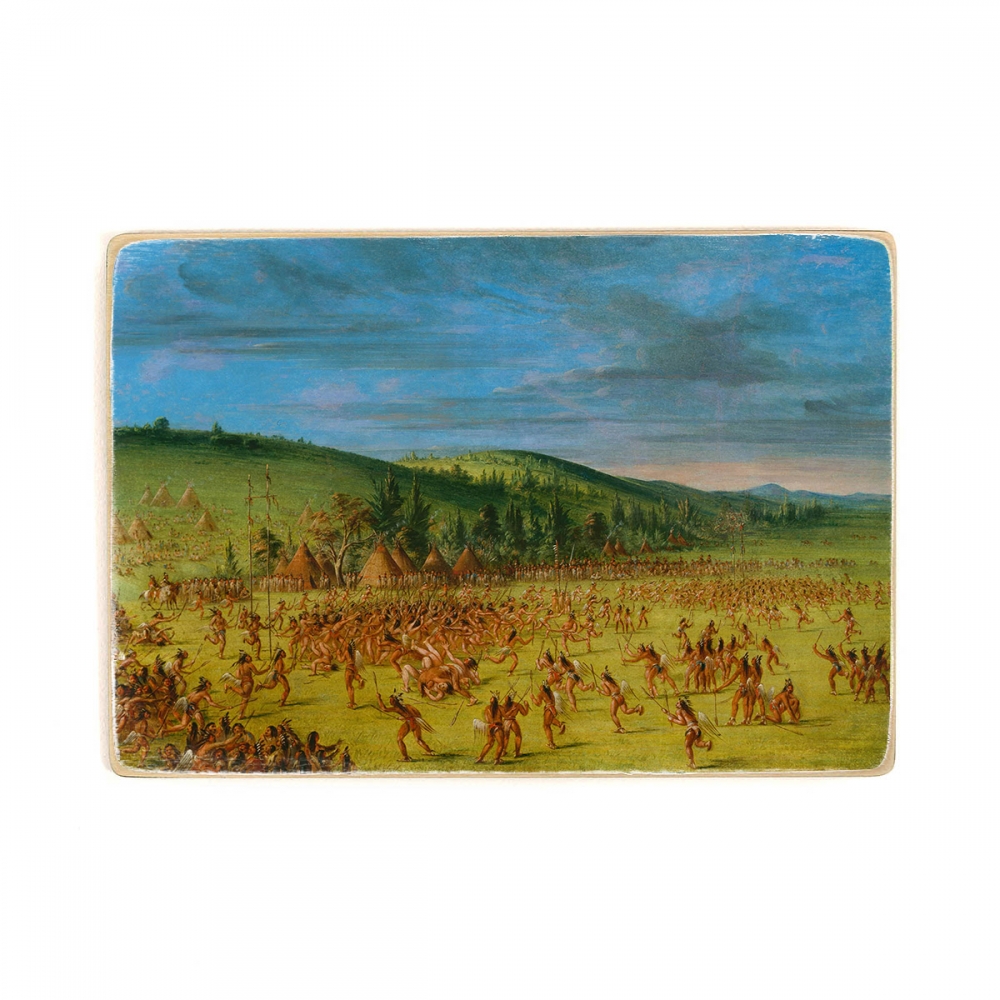 

Деревянный постер Искусство George Catlin - Ball-play of the Choctaw--Ball Up А1