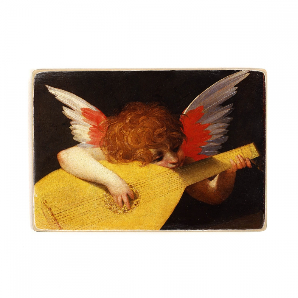 

Деревянный постер Искусство Cherub Playing a Lute or Musical Cherub - Rosso Fiorentino (1521) А1