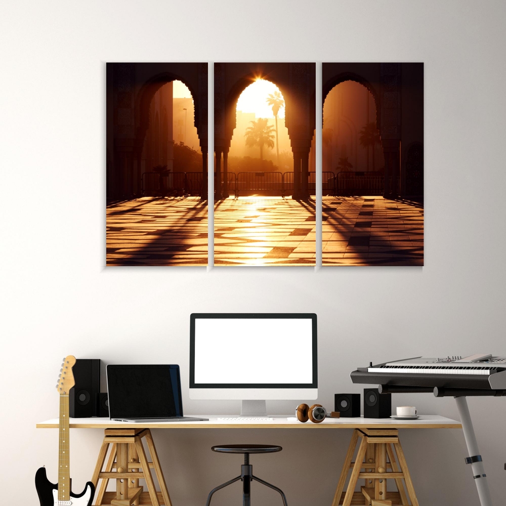 

Картина на холсте Модульные Модульная картина Sunset Casablanca 3 картины 60х120 см.