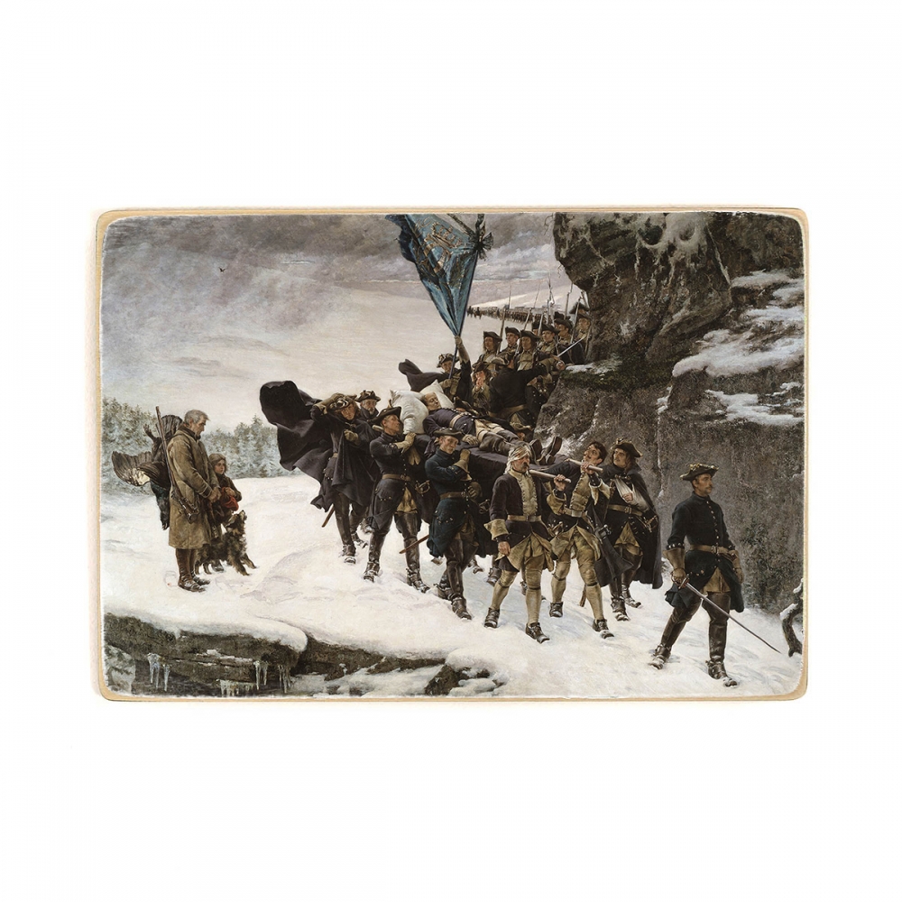 

Деревянный постер Искусство Gustaf Cederström - Bringing Home the Body of King Karl XII of Sweden А2