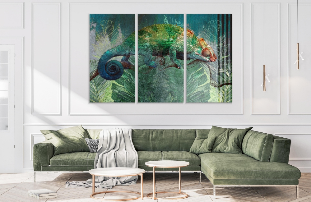 

Картина на холсте Модульные Модульная картина Tropical Plants With Chameleon 3 картины 30х60 см.