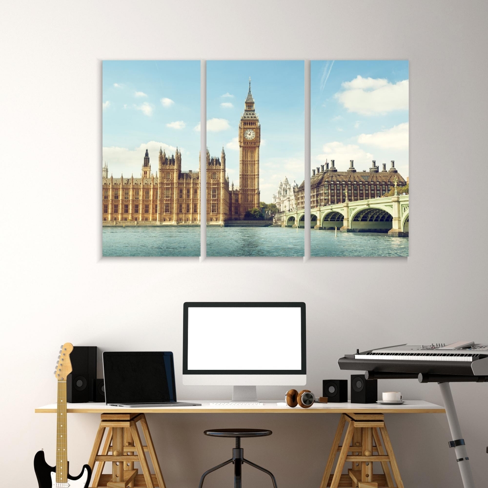 

Картина на холсте Модульные Модульная картина Big Ben 3 картины 70х140 см.