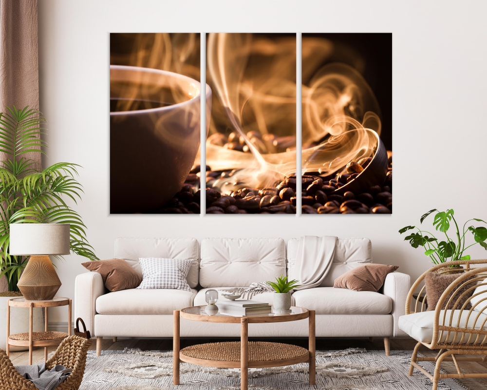 

Картина на холсте Модульные Модульная картина Tasty Coffee 3 картины 25х50 см.