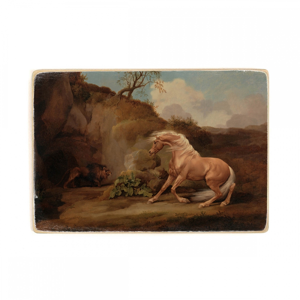 

Деревянный постер Искусство George Stubbs - Horse Frightened by a Lion А1