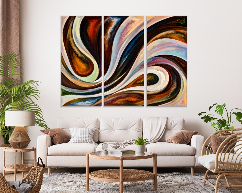 

Картина на холсте Модульные Модульная картина Paint Flow 3 картины 40х80 см.