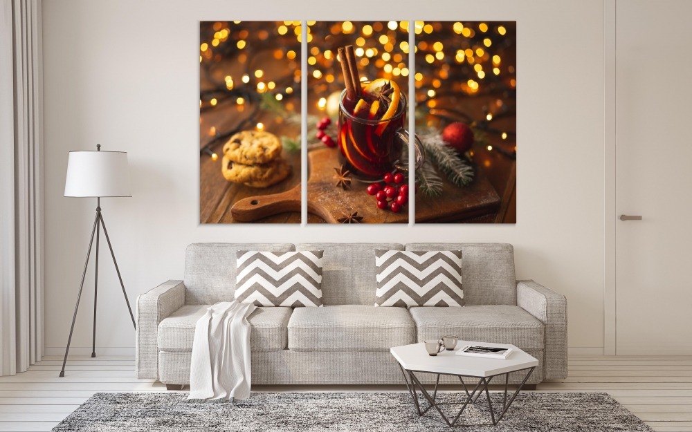 

Картина на холсте Модульные Модульная картина Winter Hot Drink 3 картины 40х80 см.