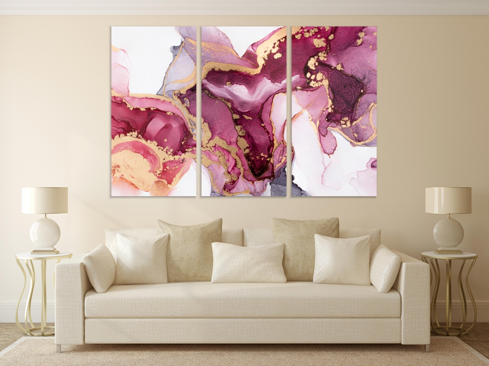 

Картина на холсте Модульные Модульная картина Mixture Of Colors On A White Background 3 картины 45х90 см.