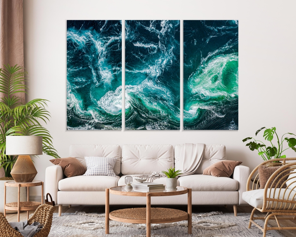 

Картина на холсте Модульные Модульная картина Water Waves 3 картины 70х140 см.