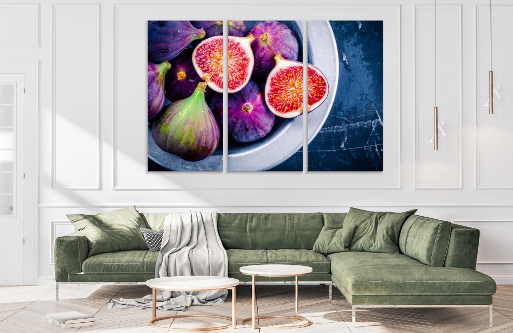 

Картина на холсте Модульные Модульная картина Свежий спелый инжир 3 картины 30х60 см.