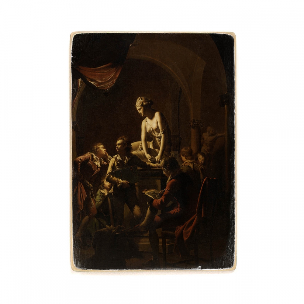 

Деревянный постер Искусство Joseph Wright of Derby - Academy by Lamplight А2