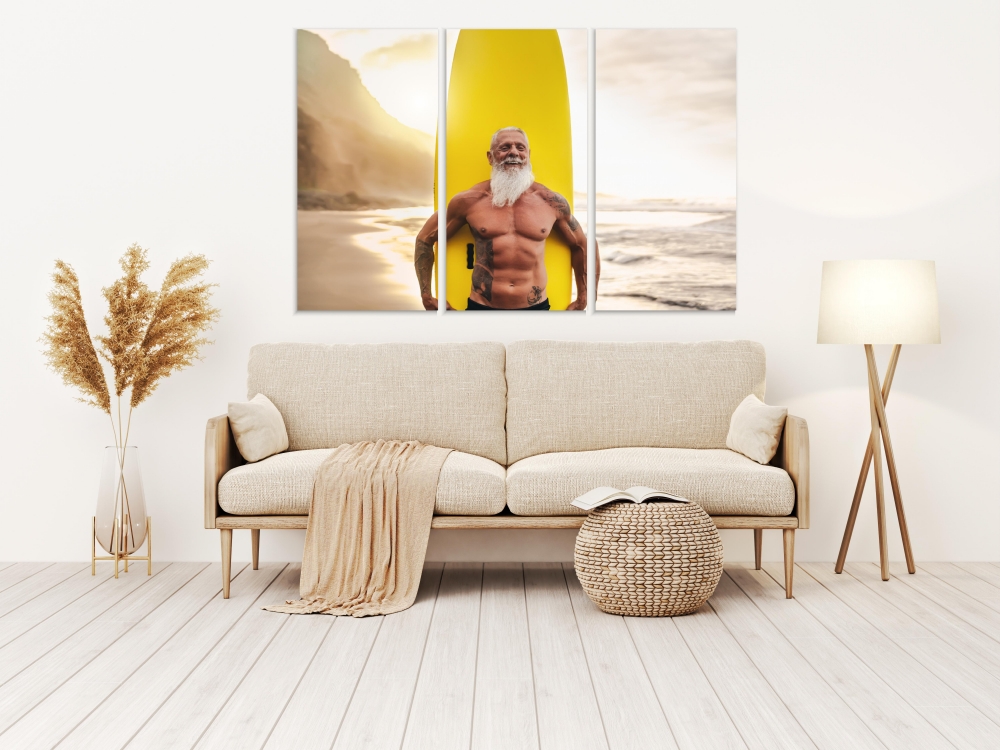 

Картина на холсте Модульные Модульная картина Sporty Bearded Man Training 3 картины 30х60 см.