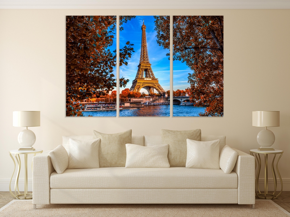 

Картина на холсте Модульные Модульная картина Paris Eiffel Tower 3 картины 30х60 см.