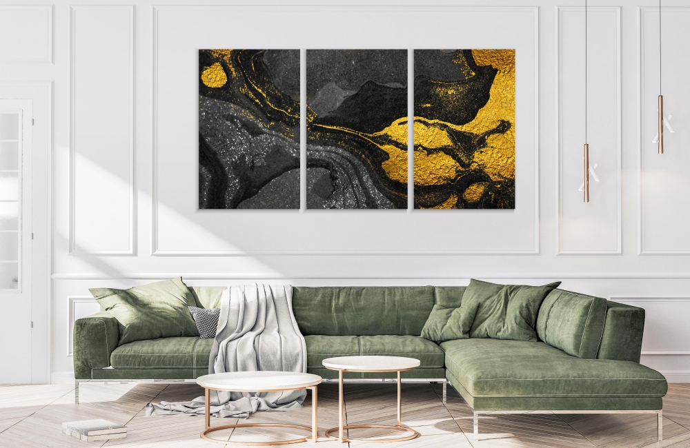 

Картина на холсте Модульные Модульная картина Yellow Swirl 3 картины 60х120 см.
