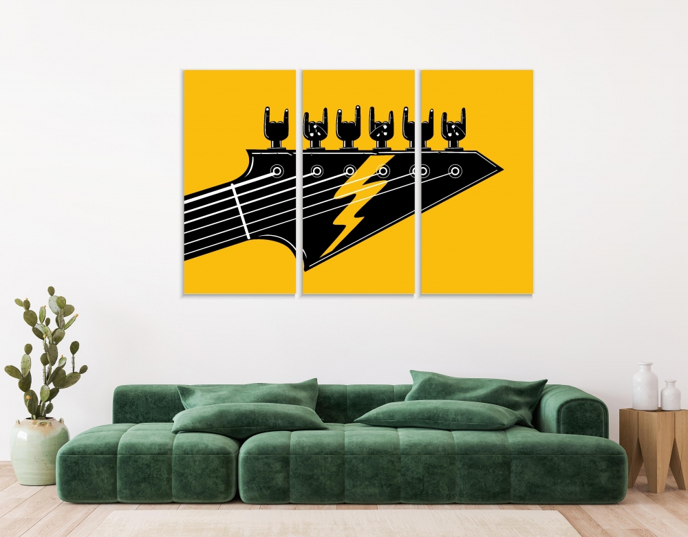 

Картина на холсте Модульные Модульная картина Guitar Lightning 3 картины 40х80 см.