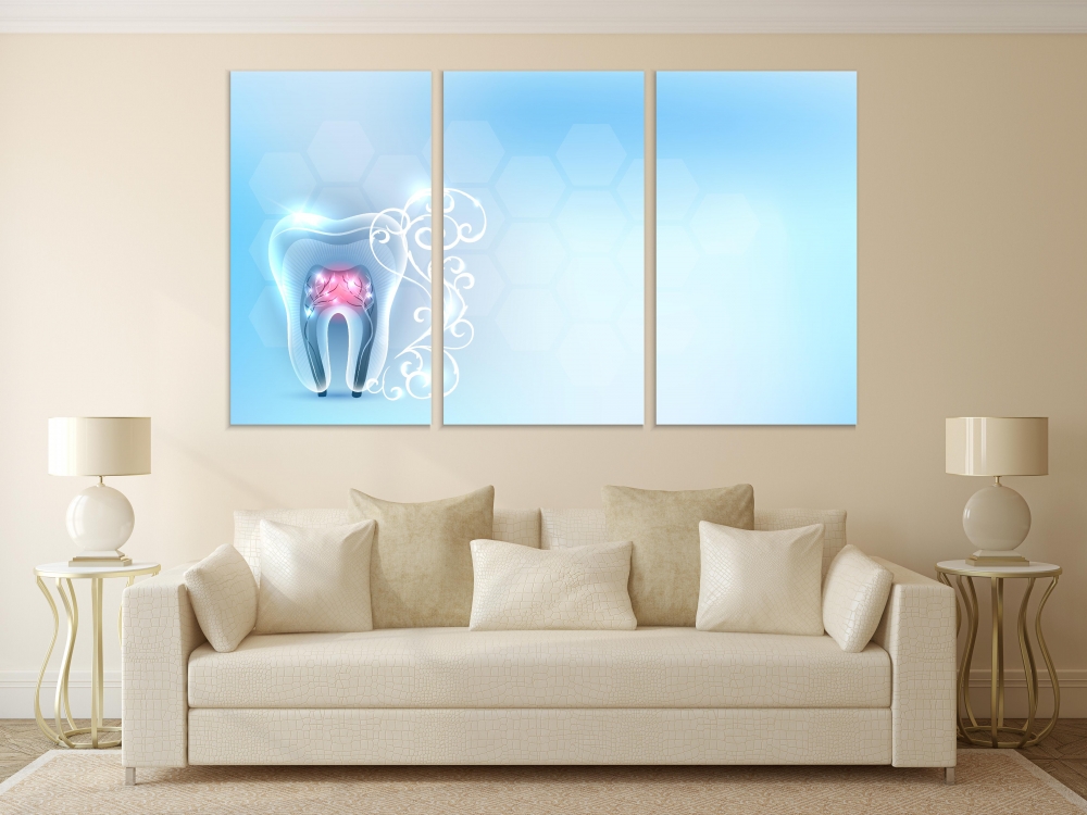 

Картина на холсте Модульные Модульная картина Beautiful Clean Transparent Tooth Anatomy 3 картины 45х90 см.