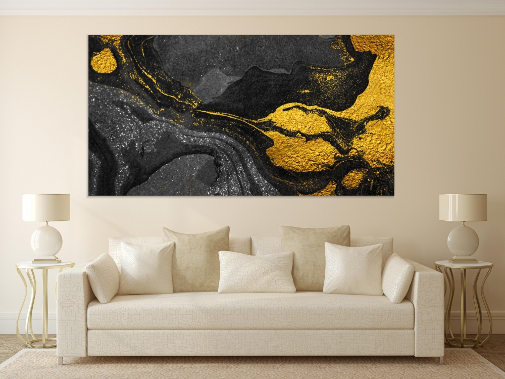 

Картина на холсте Абстракция Yellow Swirl 50х100 см.