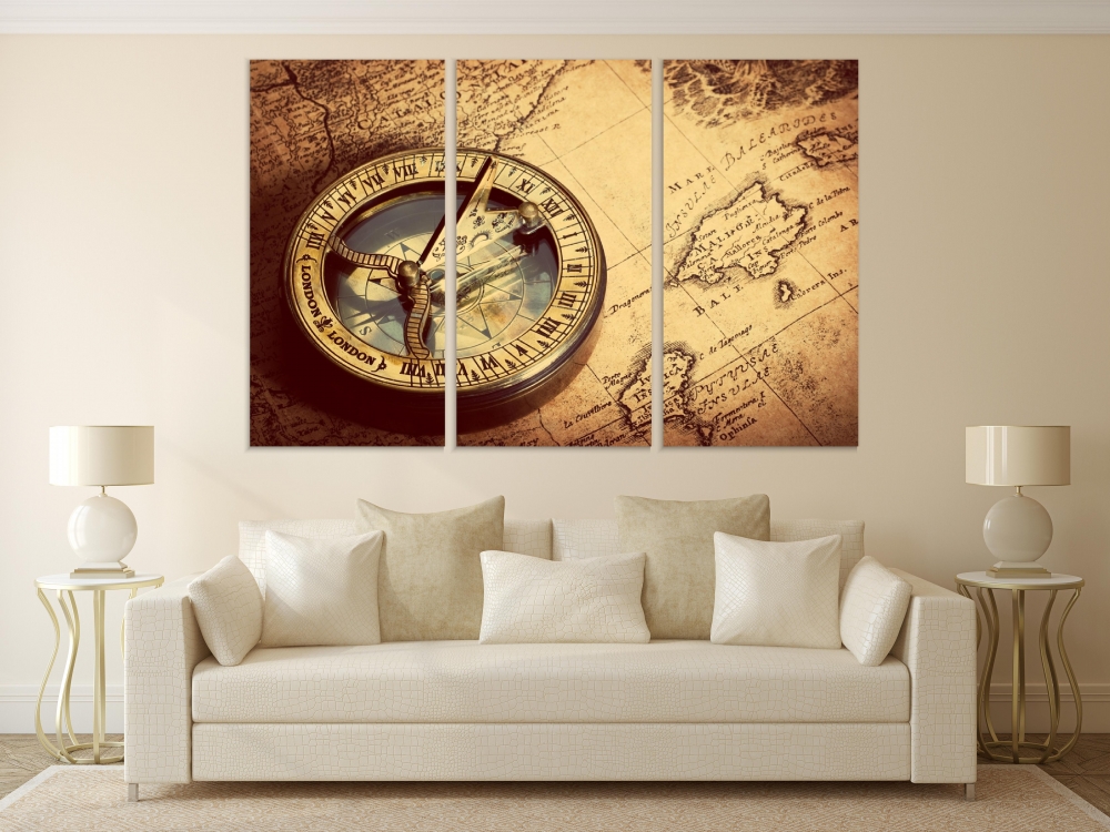 

Картина на холсте Модульные Модульная картина Old compass 3 картины 25х50 см.