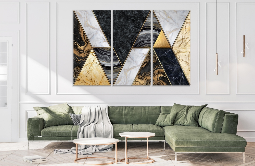 

Картина на холсте Модульные Модульная картина Geometric Marble Illustration 3 картины 45х90 см.