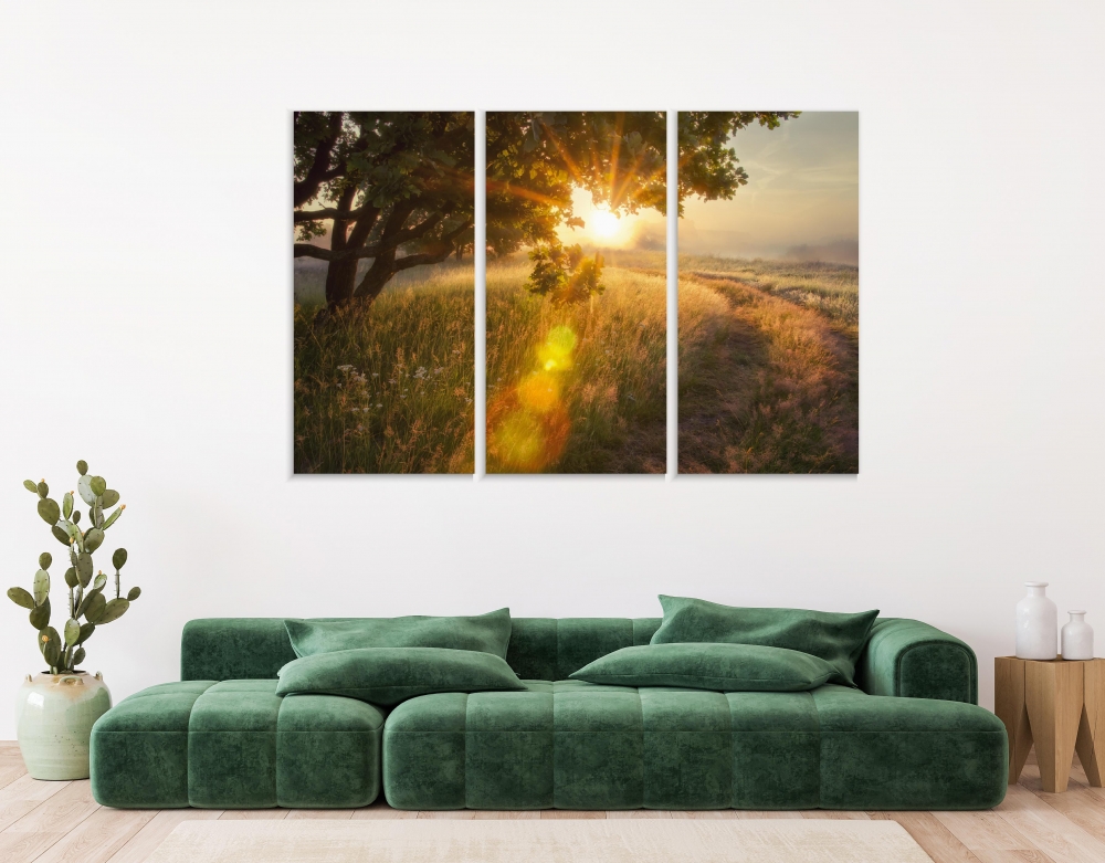 

Картина на холсте Модульные Модульная картина Morning Sunrise Landscape 3 картины 25х50 см.