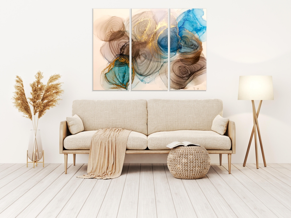 

Картина на холсте Модульные Модульная картина Texture Of Bright Ink 3 картины 60х120 см.