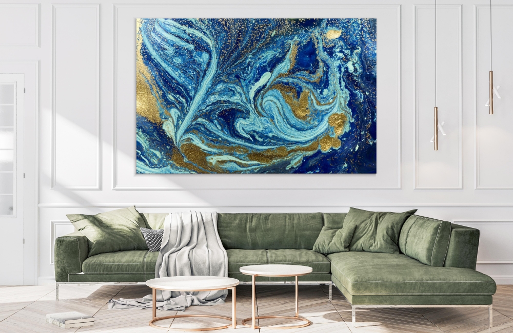 

Картина на холсте Абстракция Blue And Golden Background 45х60 см.