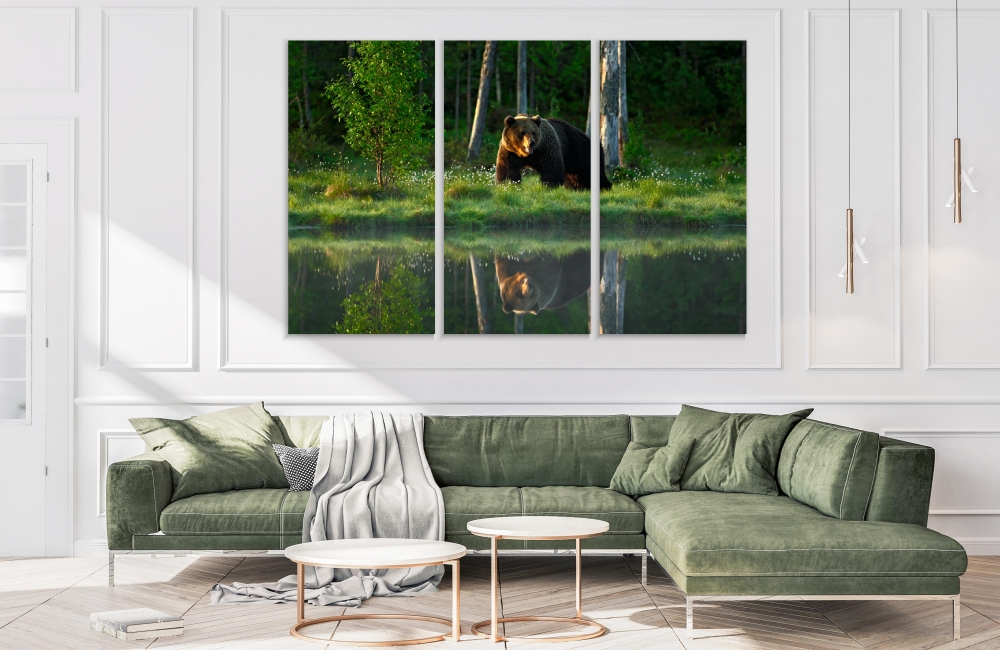 

Картина на холсте Модульные Модульная картина Big Brown Bear 3 картины 30х60 см.