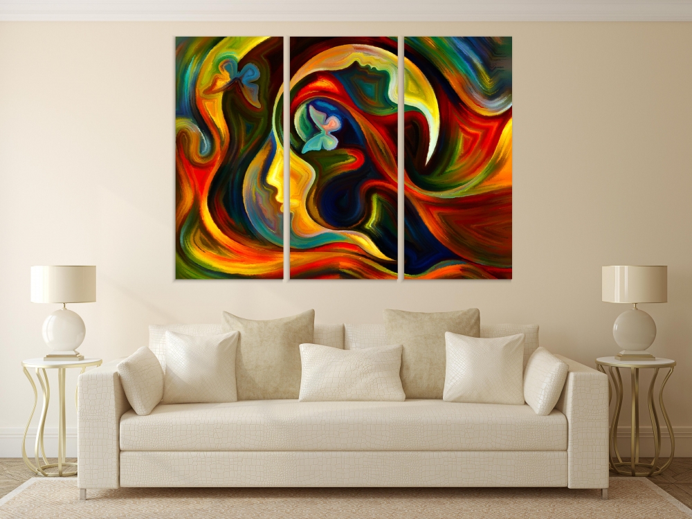 

Картина на холсте Модульные Модульная картина Mind Series Colors 3 картины 45х90 см.