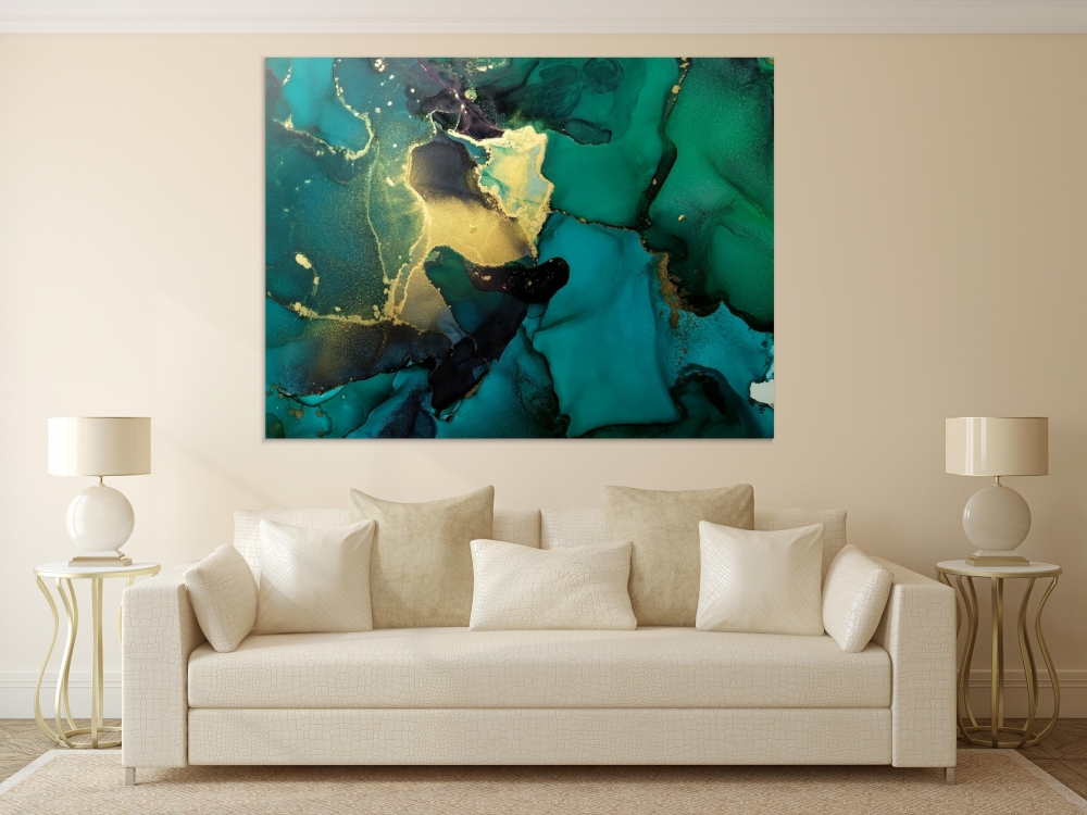 

Картина на холсте Абстракция Green And Gold 110х150 см.