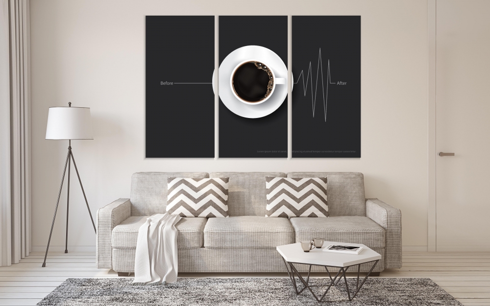 

Картина на холсте Модульные Модульная картина Coffee Poster 3 картины 45х90 см.