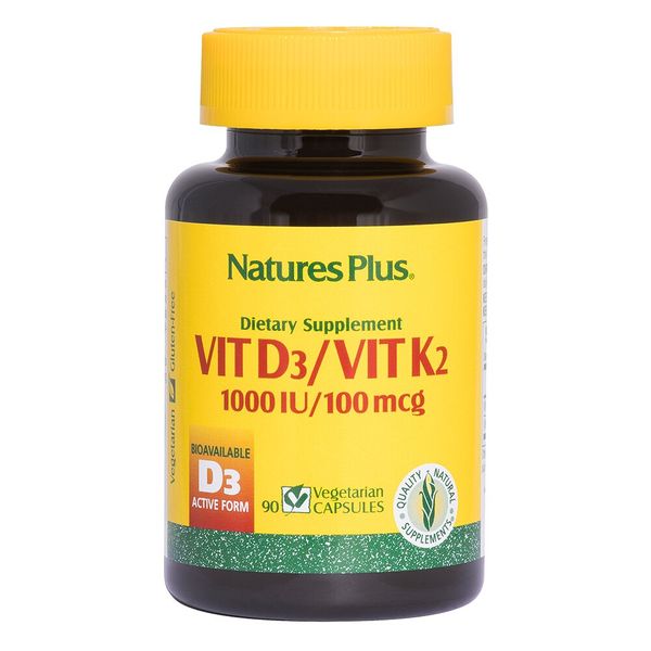 

Витамин D3 и К2 Vit D3/Vit K2 Nature's Plus 1000 МЕ/100 мкг 90 капсул (NP151)
