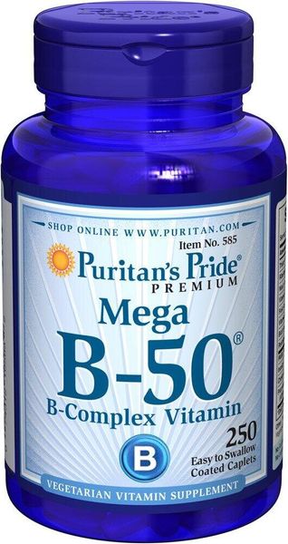 

Витамины и минералы Puritan's Pride Vitamin B-50 Complex, 100 каплет