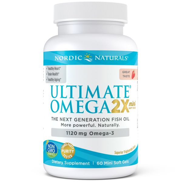 

Рыбий жир Ultimate Omega 2X Mini Nordic Naturals клубника 1120 мг 60 капсул (NN023)