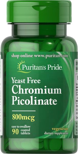 

Хром пиколинат Chromium Picolinate Puritan's Pride без дрожжей 800 мкг 90 таблеток (PP285)