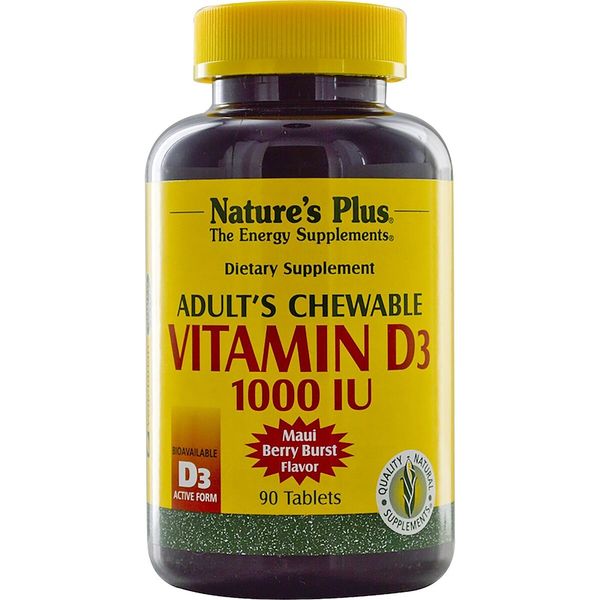 

Жевательный витамин D3 для взрослых Adult`s Chewable Vitamin D3 Natures Plus 1000 МЕ 90 таблеток (NP125)