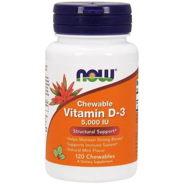 

Витамин D3 Vitamin D3 Now Foods мята 5000 МЕ 120 жевательных таблеток (NF184)