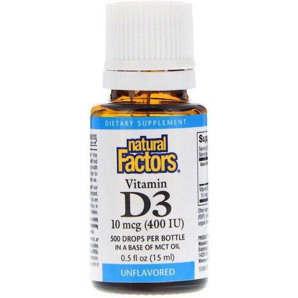 

Витамин D3 для детей Vitamin D3 Natural Factors 400 МЕ 15 мл (NFA001)