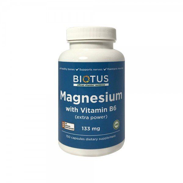 

Магний и витамин В6 Magnesium with Vitamin B6 Biotus экстра сильный 150 капсул (BIO015)