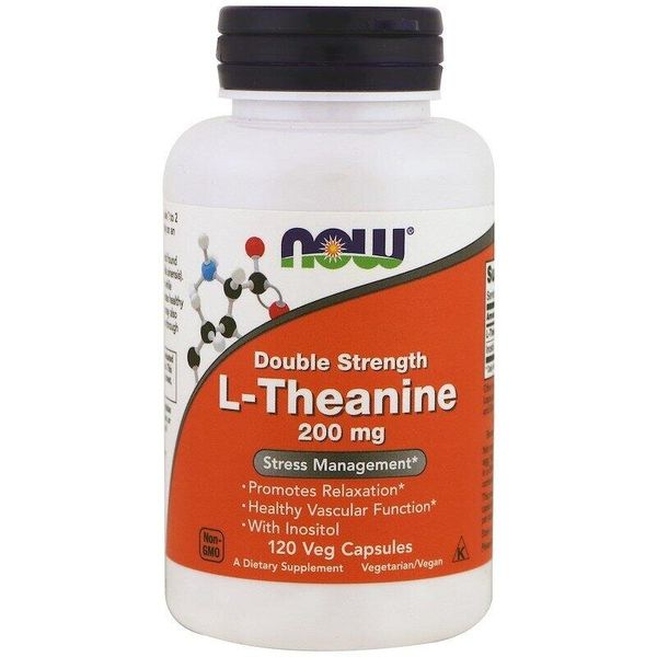 

Теанин L-Theanine двойная сила Now Foods 200 мг 120 капсул (NF111)