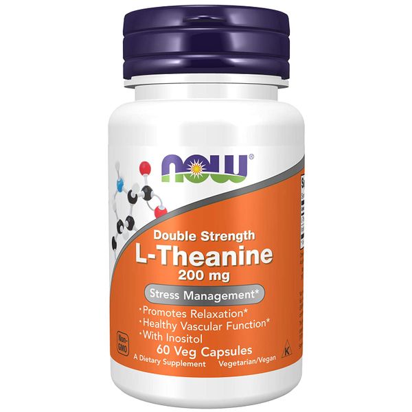 

Теанин L-Theanine двойная сила Now Foods 200 мг 60 капсул (NF077)