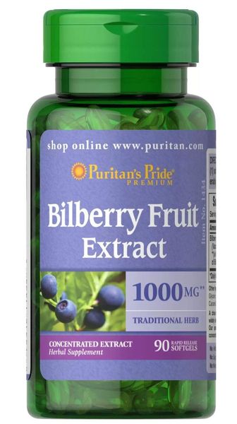 

Черника Bilberry Fruit Extract Puritan's Pride 90 капсул (PP345)